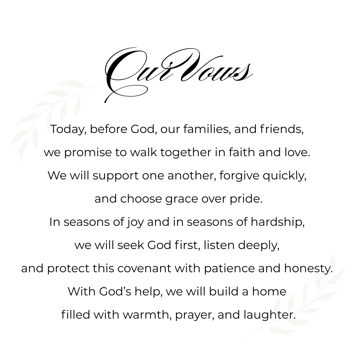 Our Vows (English)